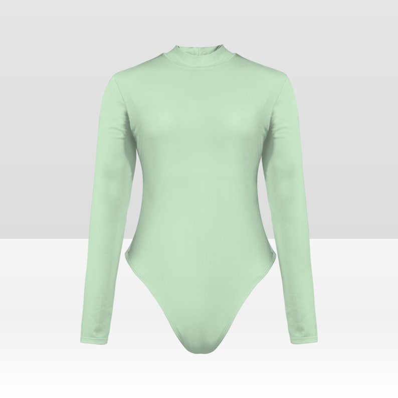 Mint Long Sleeve Open Back Swimsuit, One-piece Surf Swimwear, Front Lined, Removable Padding - Etsy
