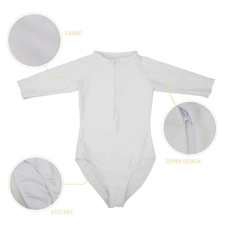 Buttermilk and Powder Blue Lightweight One-piece Swimsuit, Zip Front, High Leg, Rash Guard - Unlined